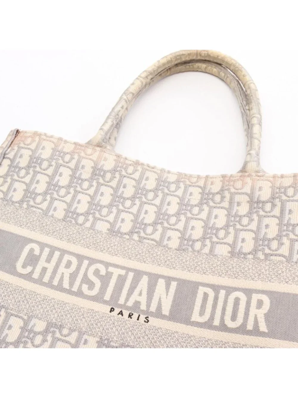 Dior Tote Bag Book Oblique Gray White